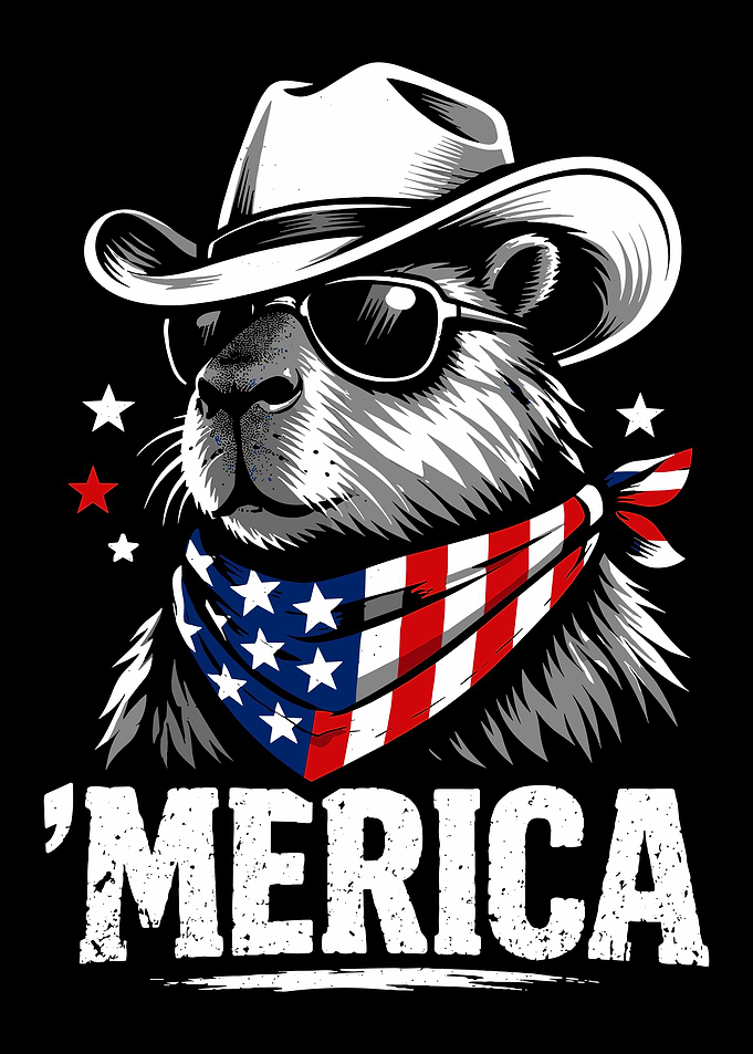 Patriotic Cowboy Capybara 'Merica Design