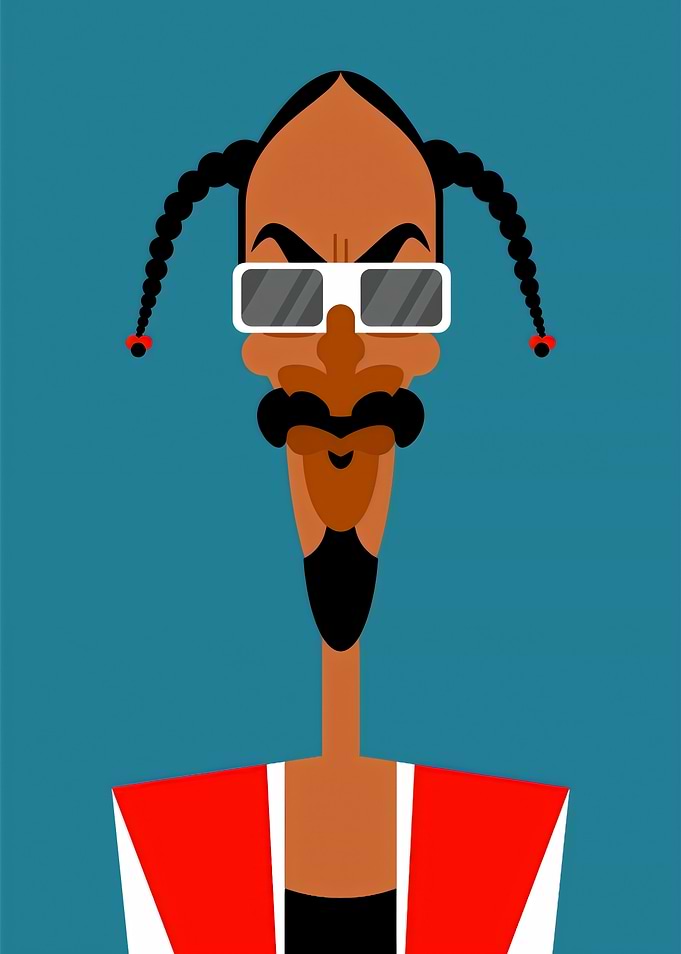 Minimalist Snoop Dogg Caricature Illustration