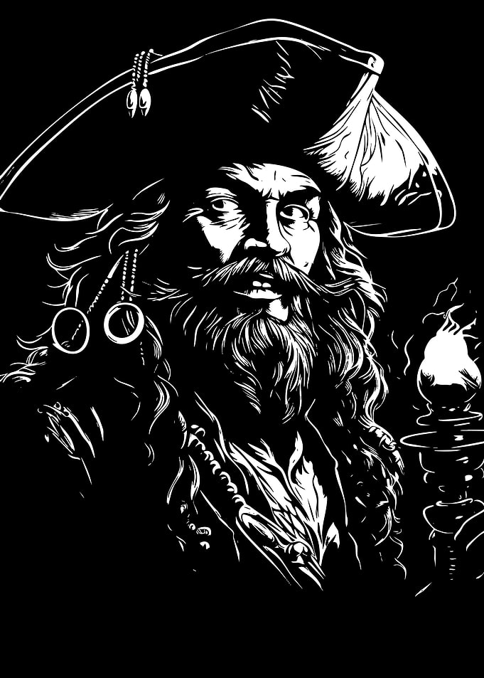 Black and White Pirate Portrait