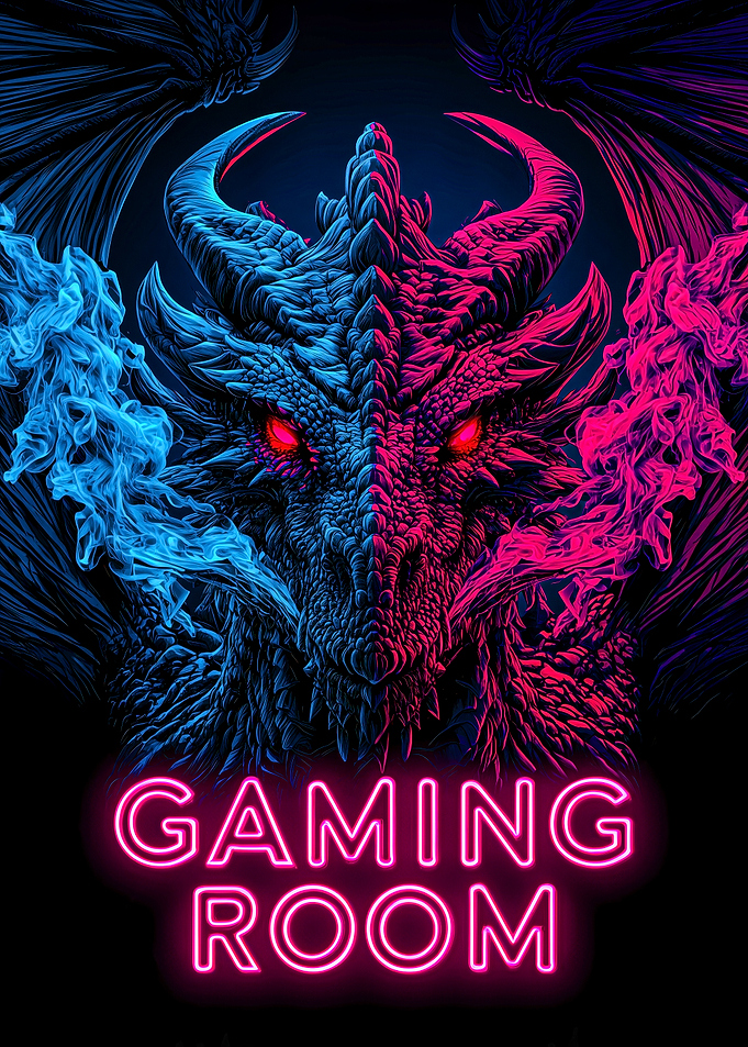 Neon Dragon Gaming Room Sign