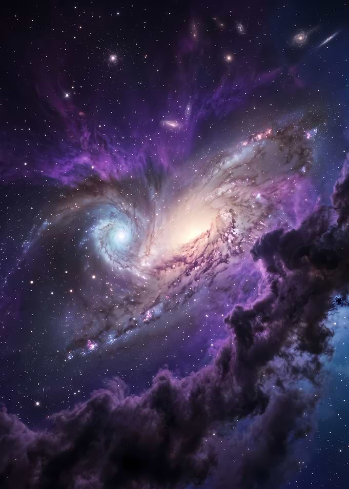 Vibrant Purple Spiral Galaxy Nebula