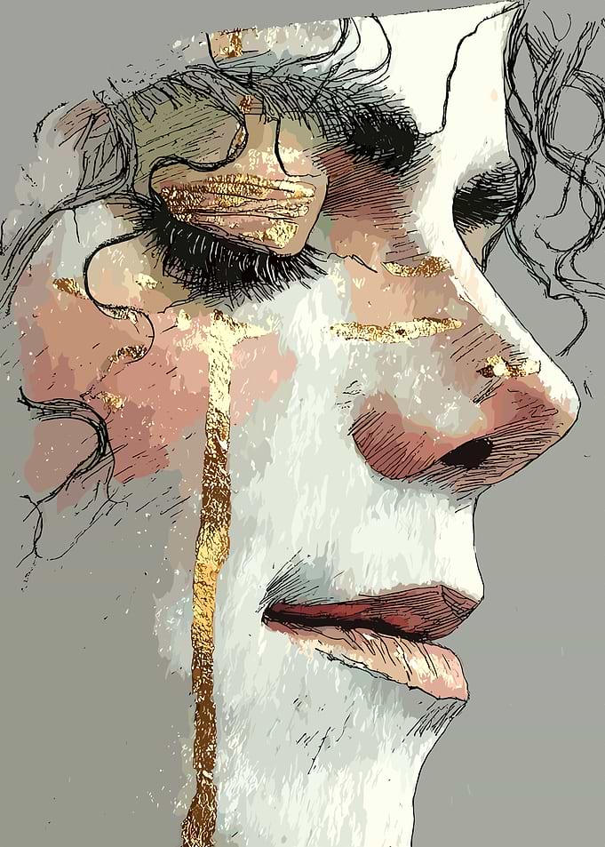 Abstract Portrait with Gold Leaf Accents