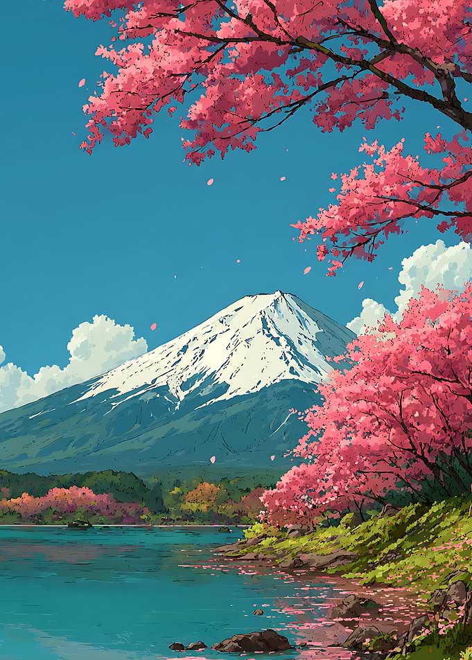 Mount Fuji with Cherry Blossoms