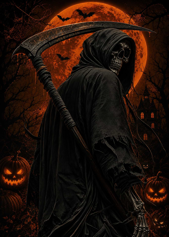 Grim Reaper Halloween Night Scene
