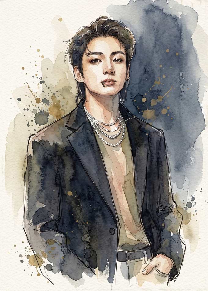 Watercolor Portrait of Jungkook
