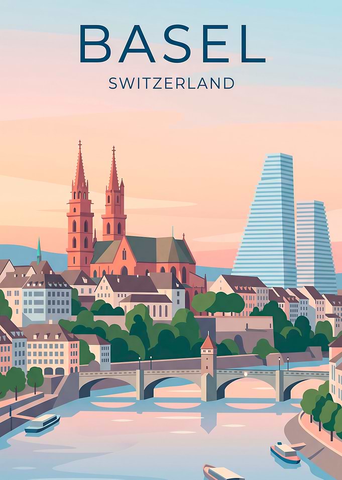 Basel Switzerland Travel Poster