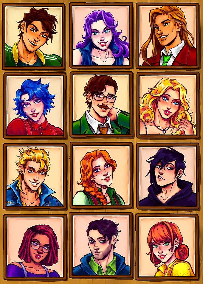 Stardew Valley Character Portrait Grid