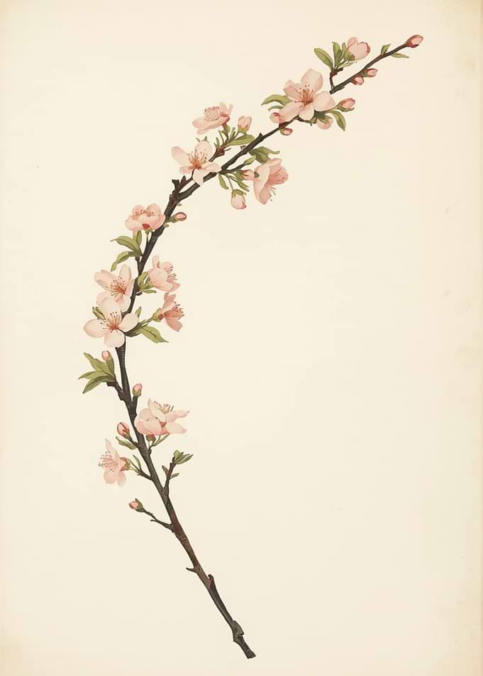 Delicate Pink Cherry Blossom Branch