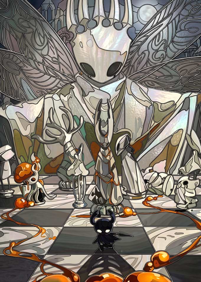 Hollow Knight Chess Match Stained Glass
