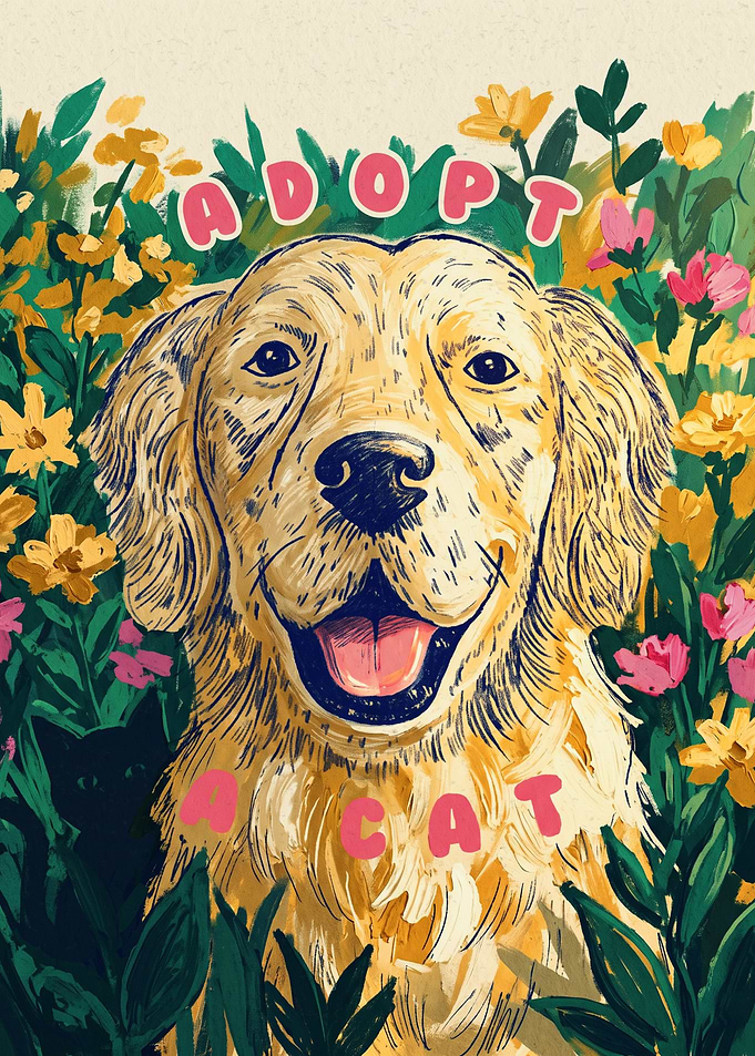 Adopt a Cat Golden Retriever Poster
