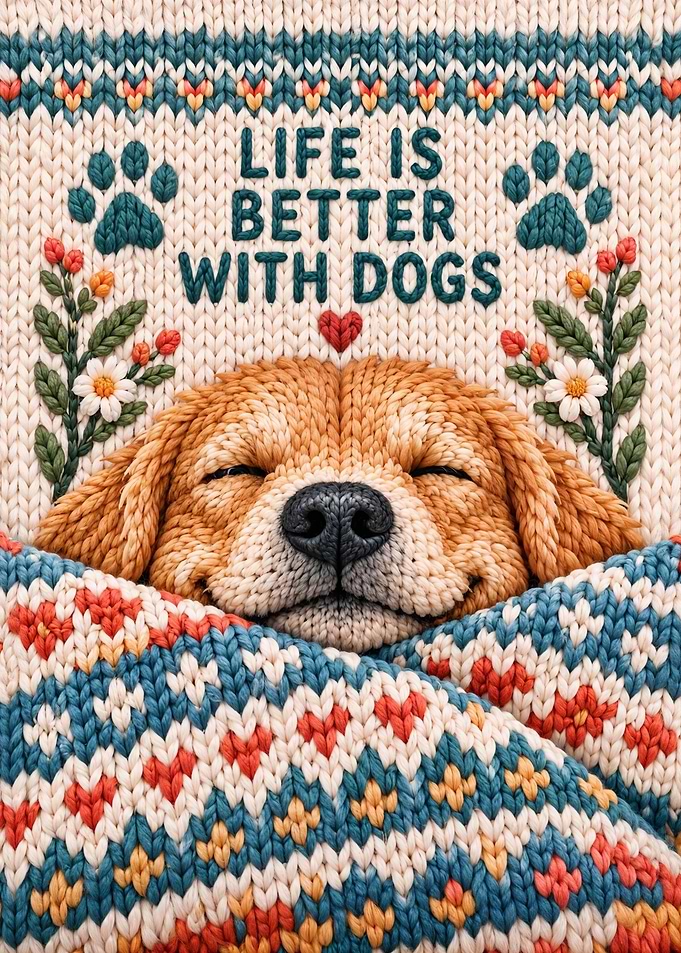 Life Is Better With Dogs Knitted Art