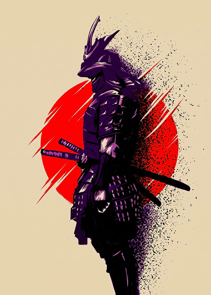 Samurai Warrior with Red Sun
