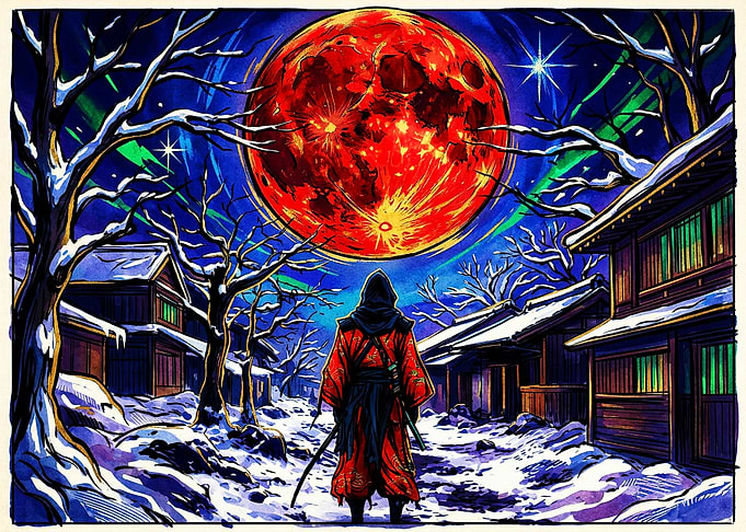 Samurai Under a Blood Moon
