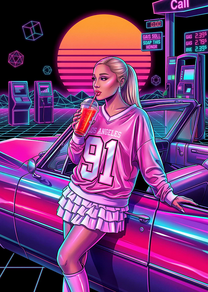 Ariana Grande Synthwave Retro Aesthetic