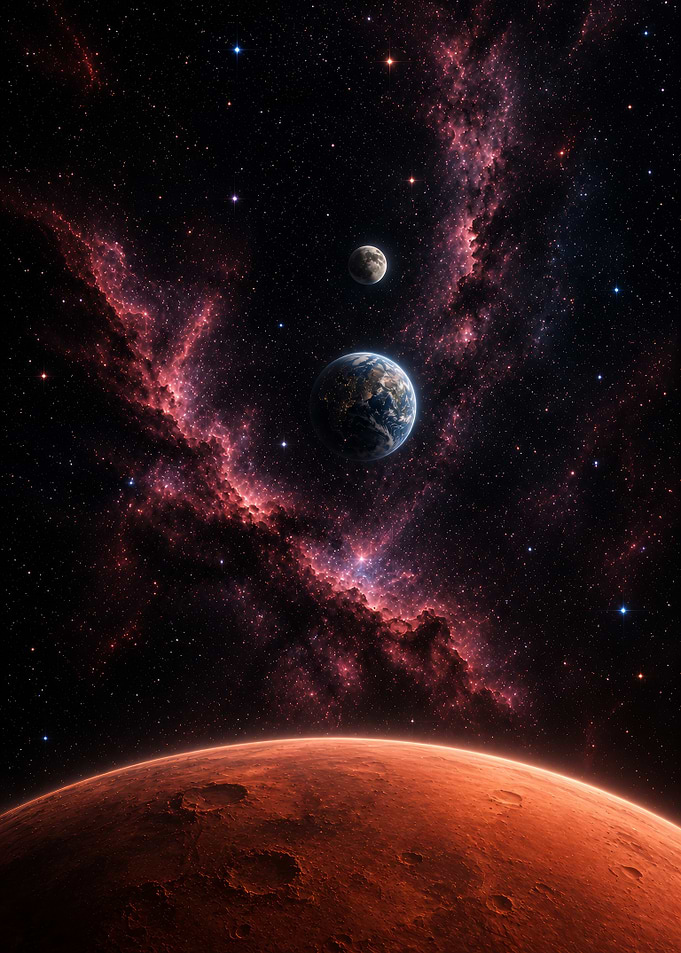 Mars View of Earth and Moon