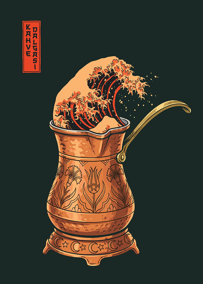 Turkish Coffee Pot Great Wave Art