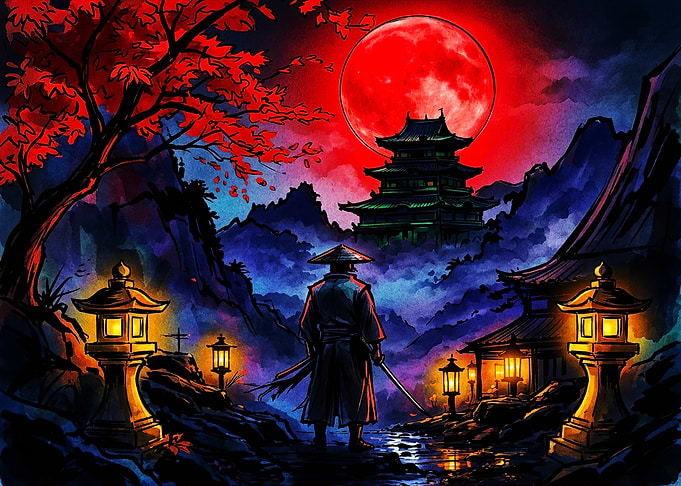 Samurai Under a Crimson Moon