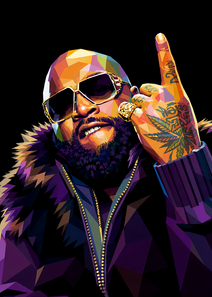 Rick Ross Low Poly Portrait