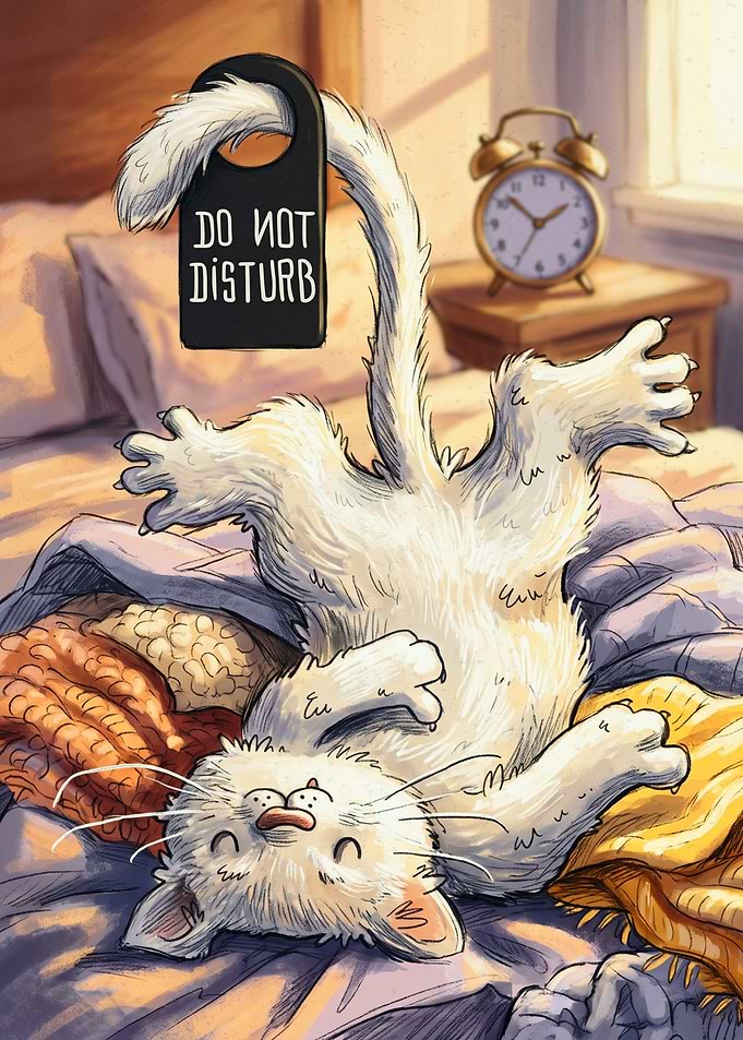 Cute Cat Sleeping Do Not Disturb