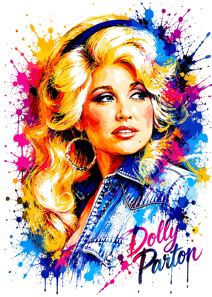 Dolly Parton Colorful Watercolor Portrait