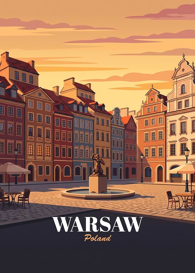 Warsaw Old Town Square Poster