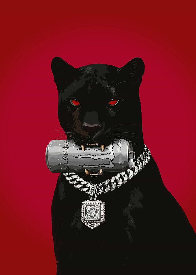 Black Panther with Monster Energy Drink