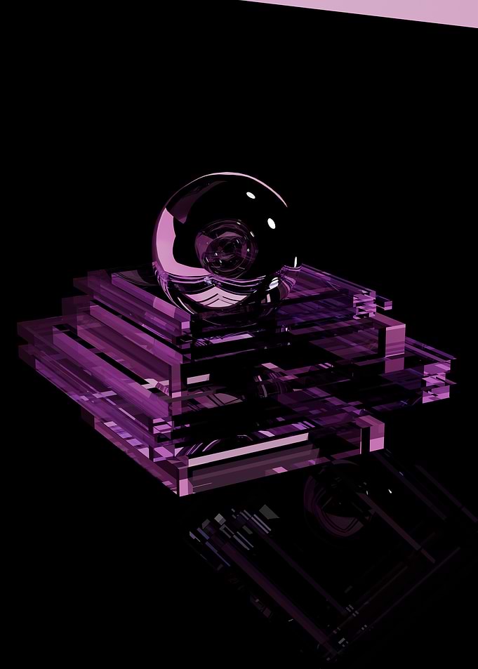 Purple Glass Sphere on Geometric Base