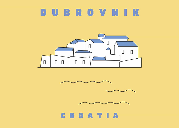 Minimalist Dubrovnik Croatia Travel Poster