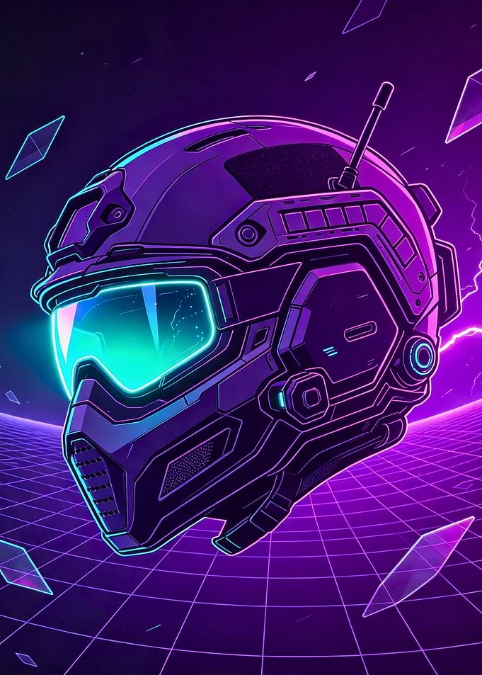 Neon Cyberpunk Tactical Helmet