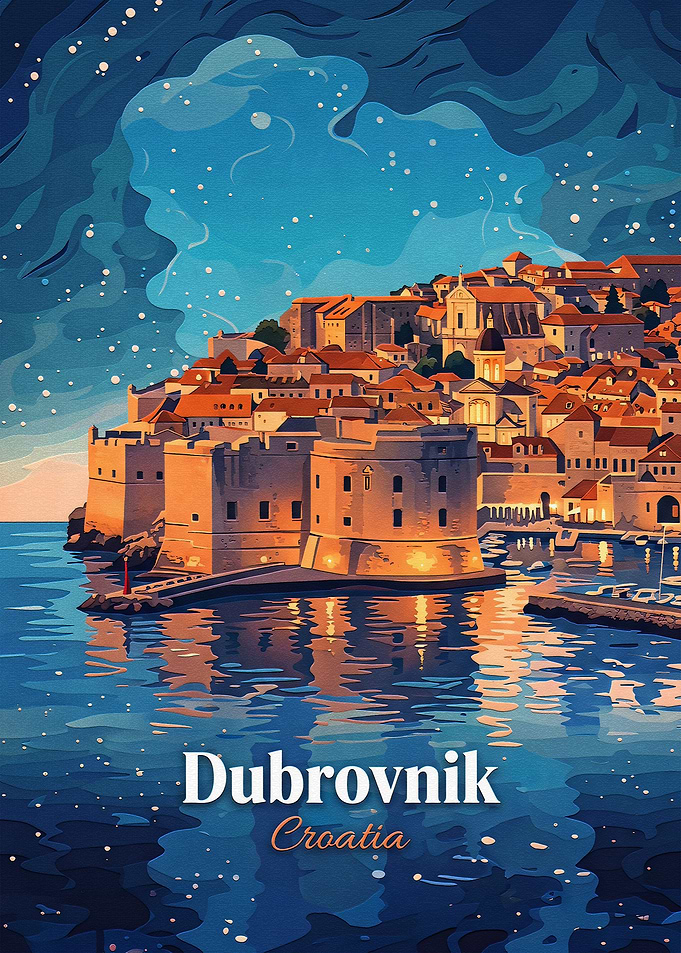 Dubrovnik Croatia Travel Poster