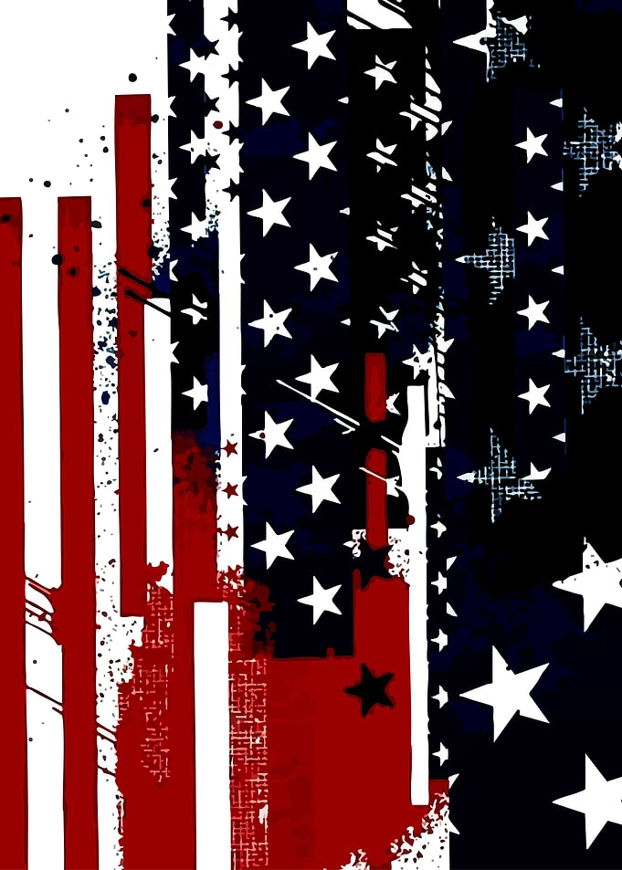 Abstract American Flag Grunge Art