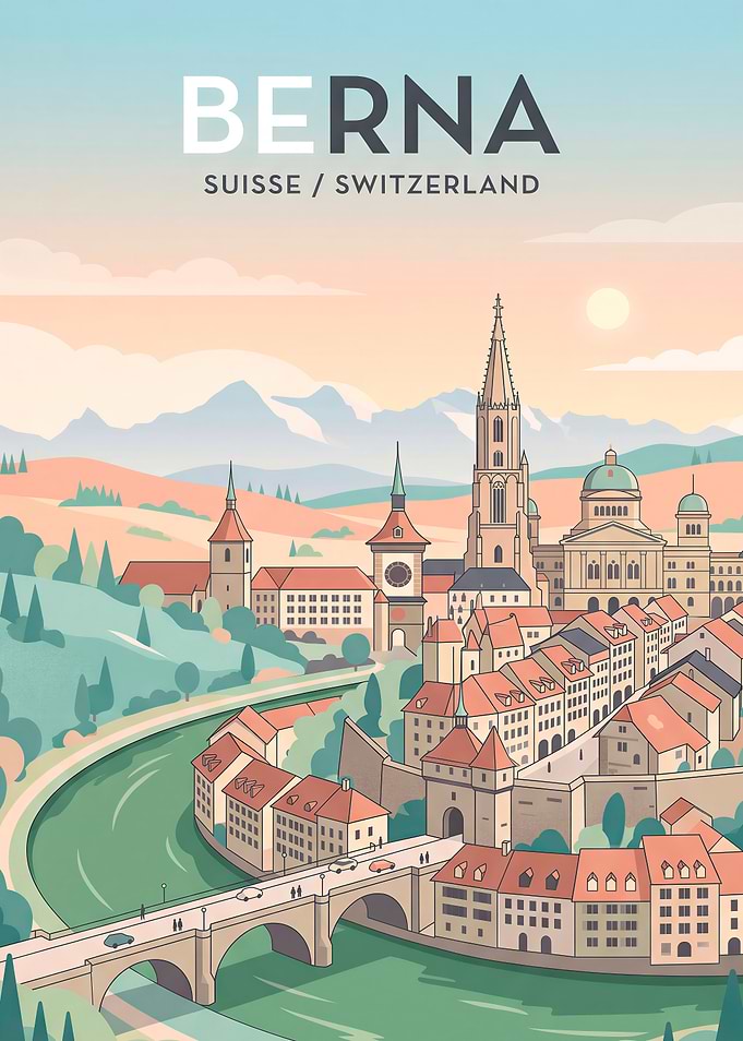 Bern Switzerland Travel Poster