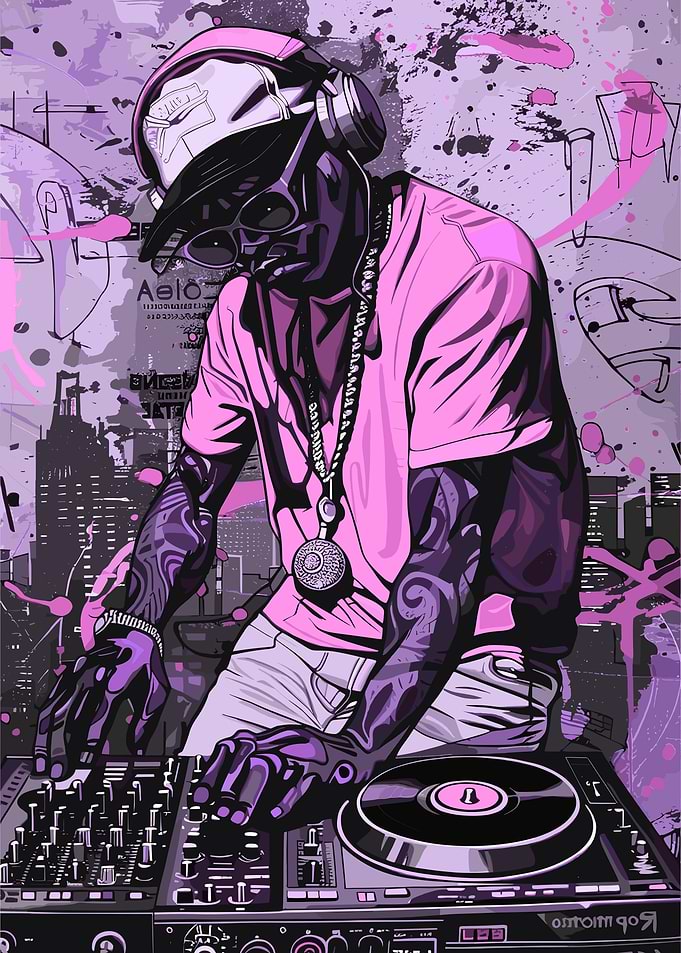 DJ Mixing Music Urban Art