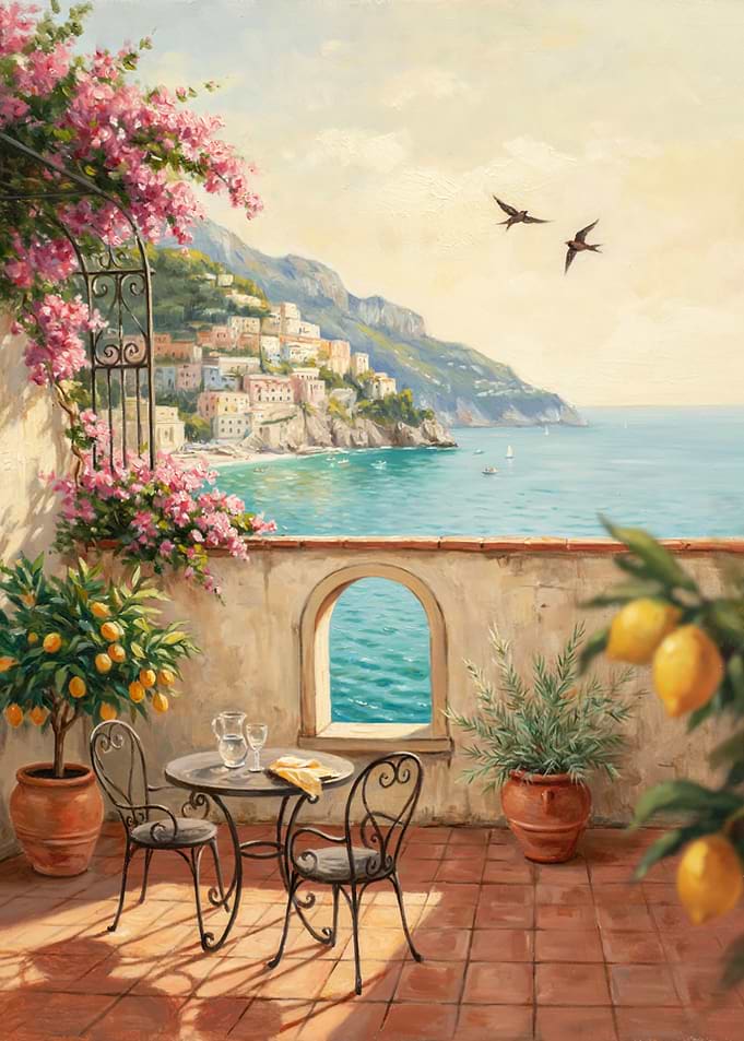 Mediterranean Terrace Overlooking the Sea