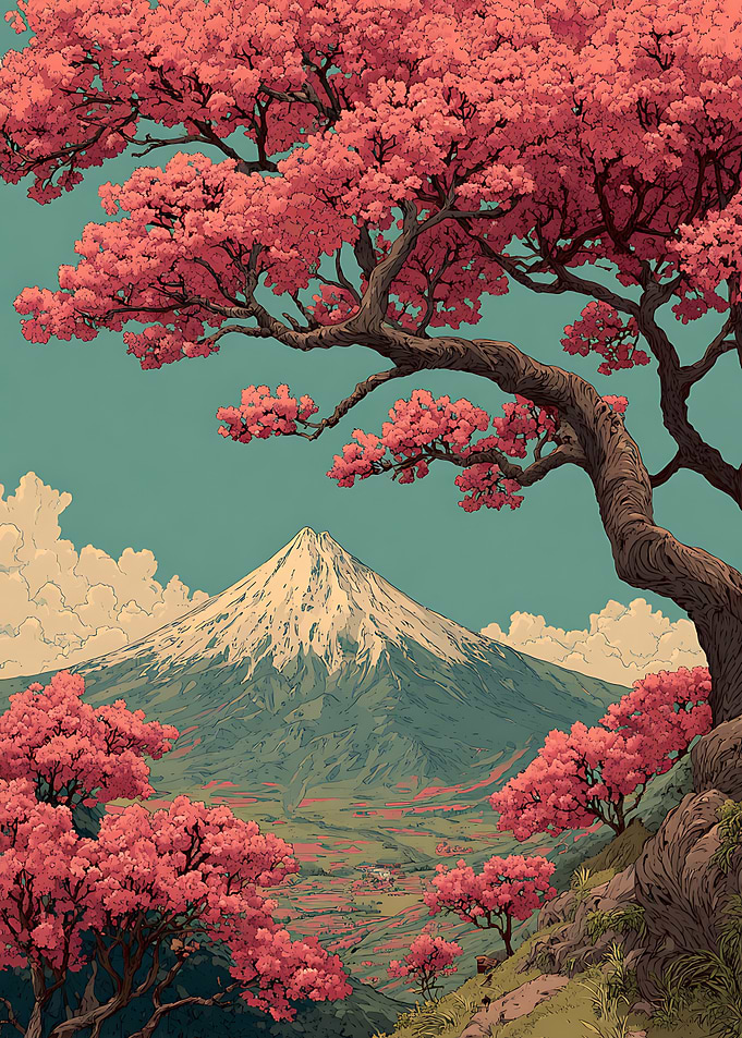 Mount Fuji with Cherry Blossoms