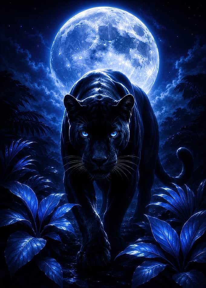 Black Panther Under Blue Moon