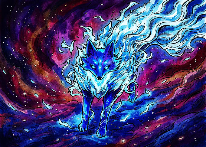 Cosmic Fox Spirit Illustration