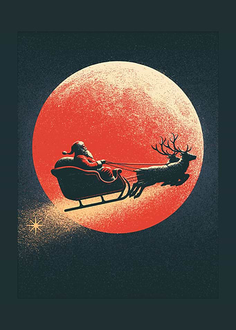 Santa Claus Flying Sleigh Silhouette