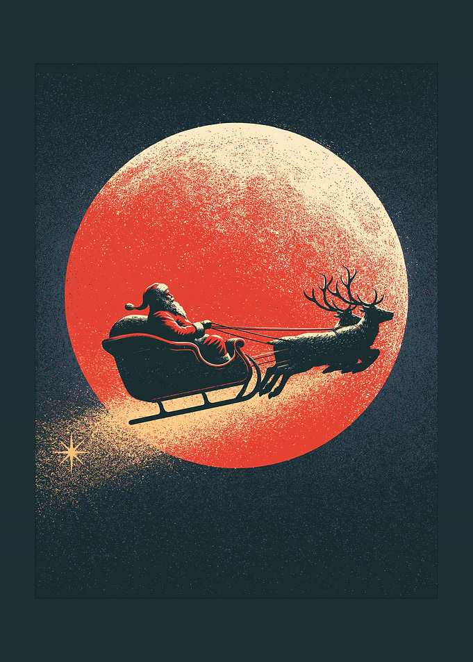 Santa Claus Flying Sleigh Silhouette