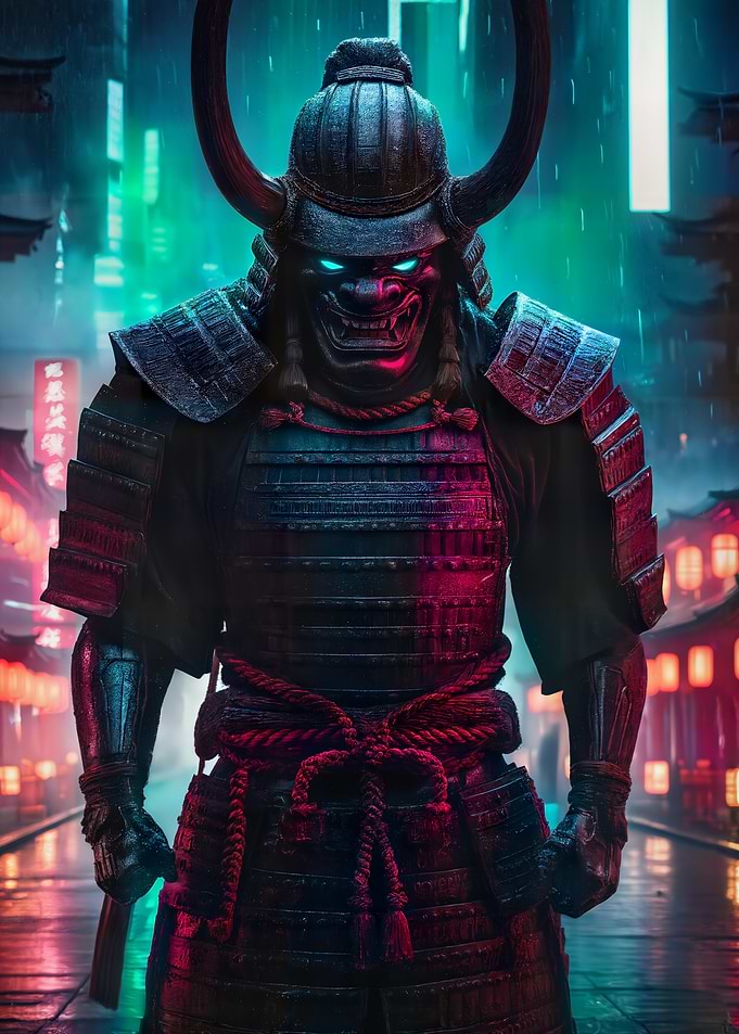 Cyberpunk Neon Oni