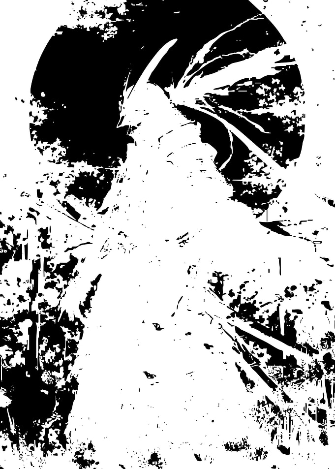 High Contrast Samurai Silhouette Art