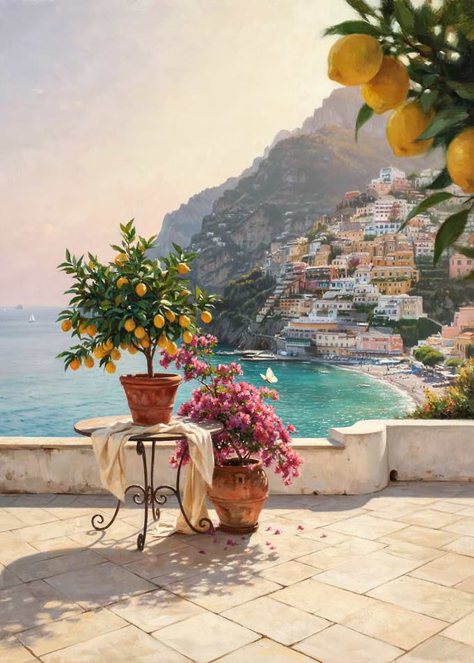 Amalfi Coast Terrace with Lemon Tree
