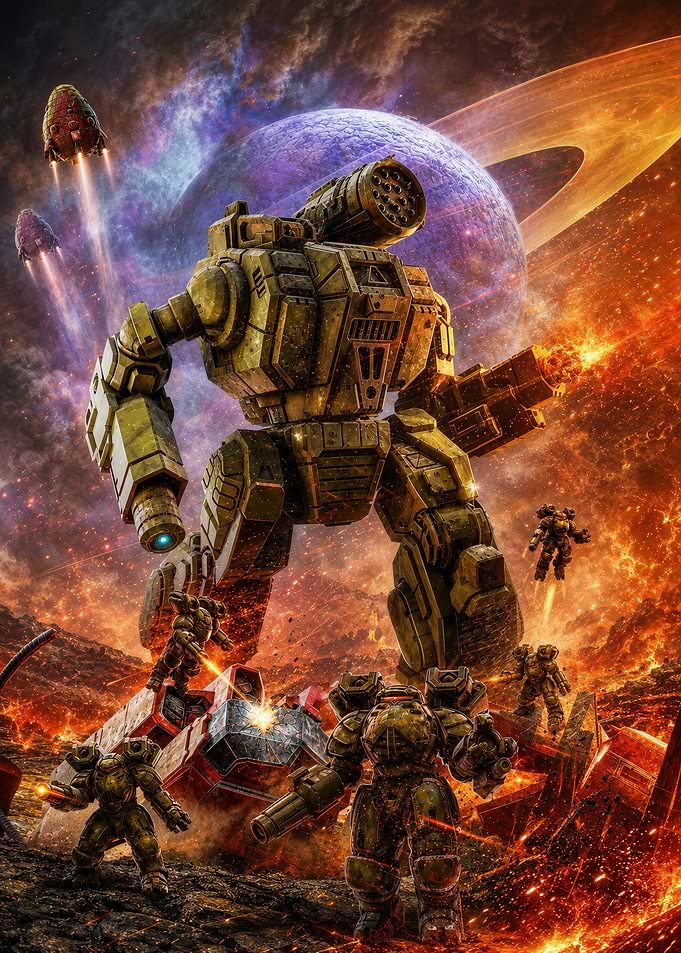 BattleTech Mechwarrior Space Combat Scene