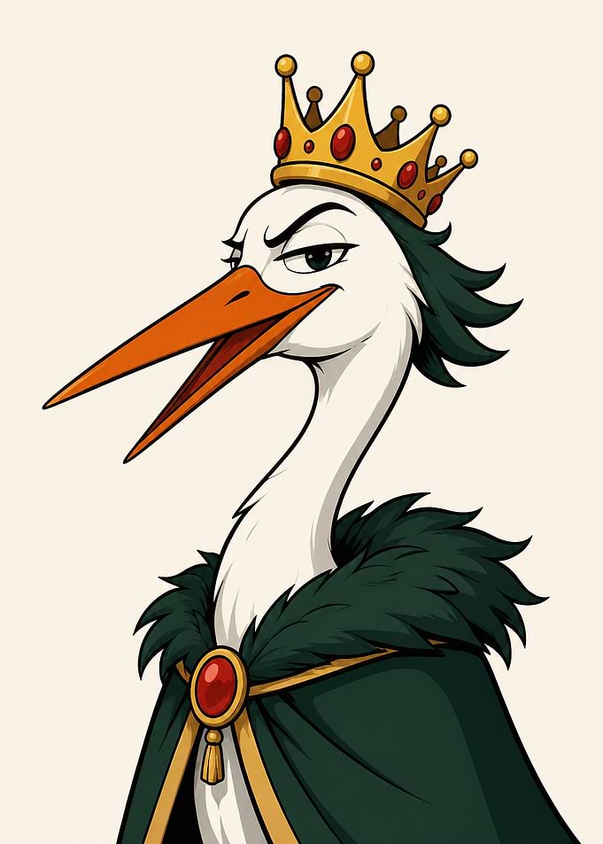 Royal Stork King Character Illustration