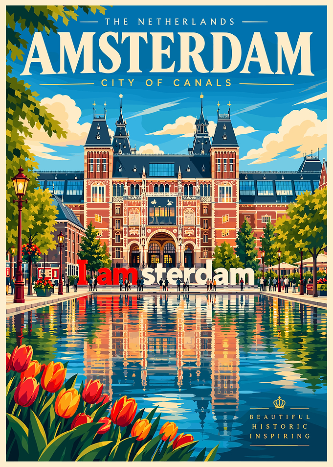 Amsterdam City of Canals Travel Poster