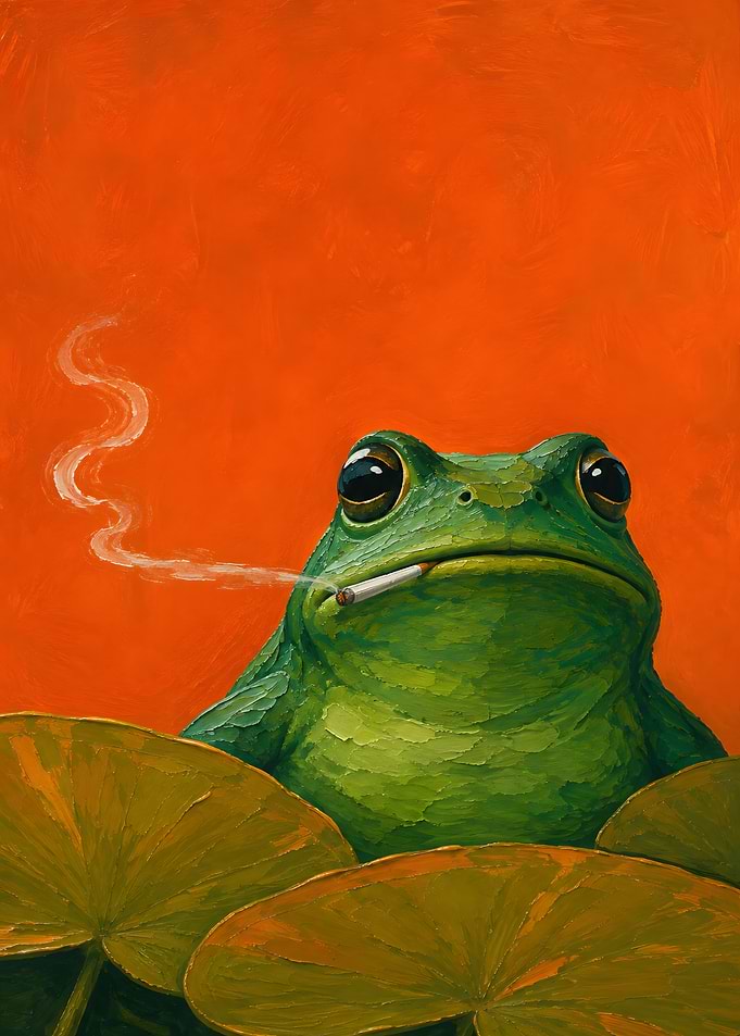 Smoking Frog Oil Painting