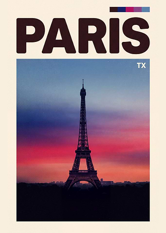 Paris Texas Eiffel Tower Travel Poster