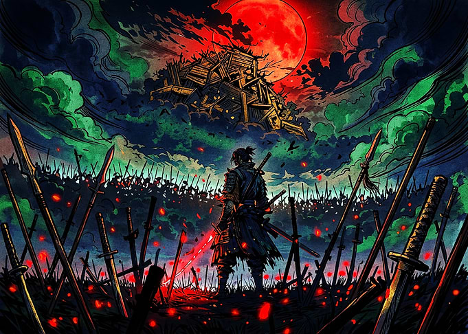 Samurai Standing Before a Battlefield