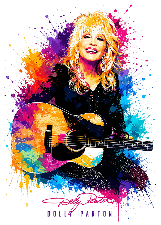 Dolly Parton Colorful Splatter Art Portrait
