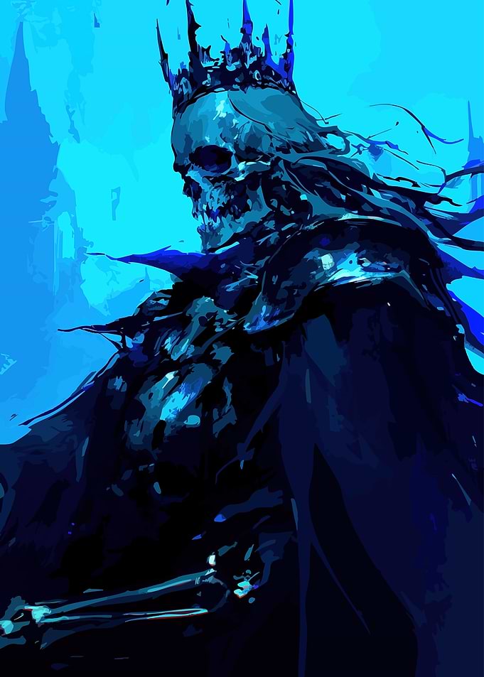 Blue Undead King Skeleton Portrait